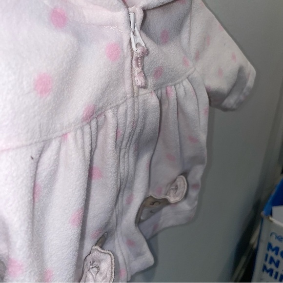 5/$15 Carter's Pink Polka Dot Fleece Baby Hoodie - Picture 5 of 7